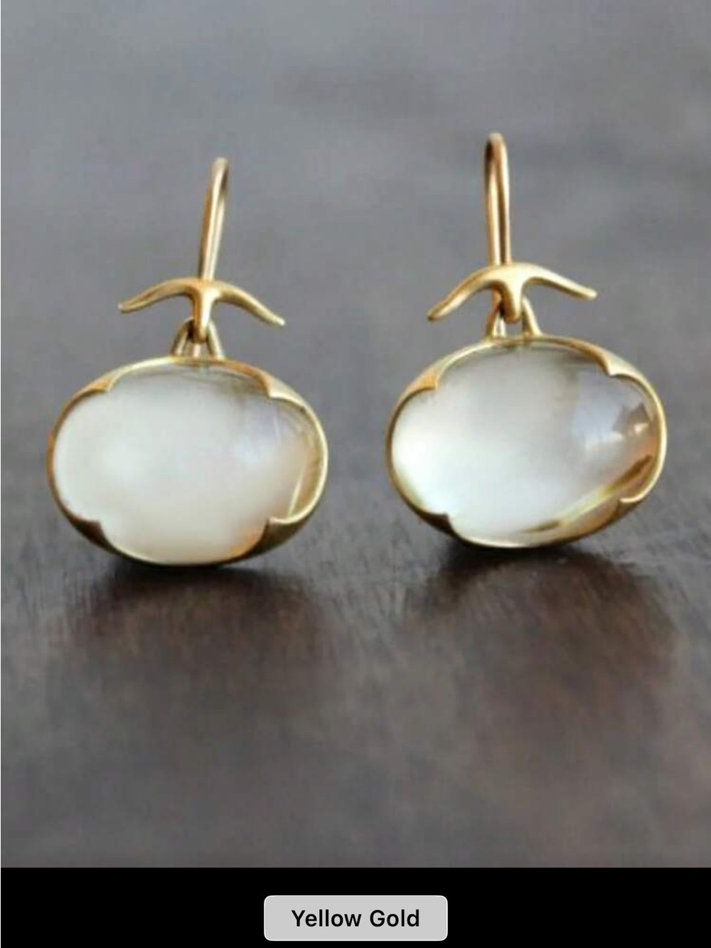 Yellow Gold Moonstone Drop Earrings - Delicate Women's Jewelry